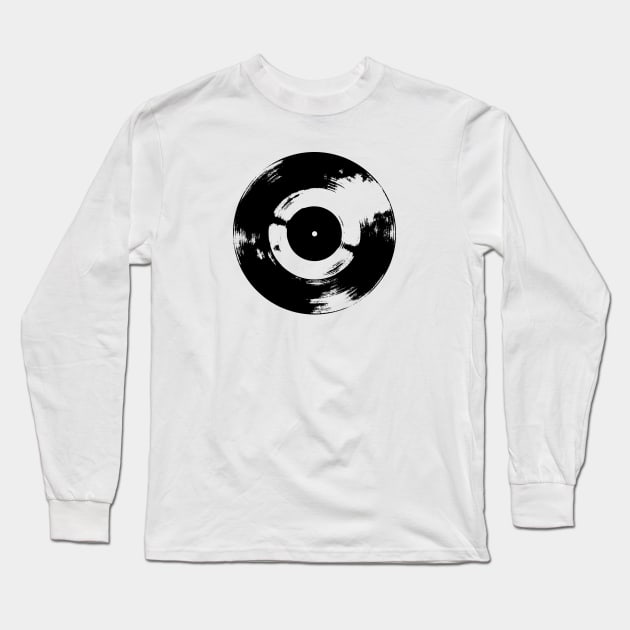 Retro Vinyl LP Record Graphic Long Sleeve T-Shirt by Spindriftdesigns